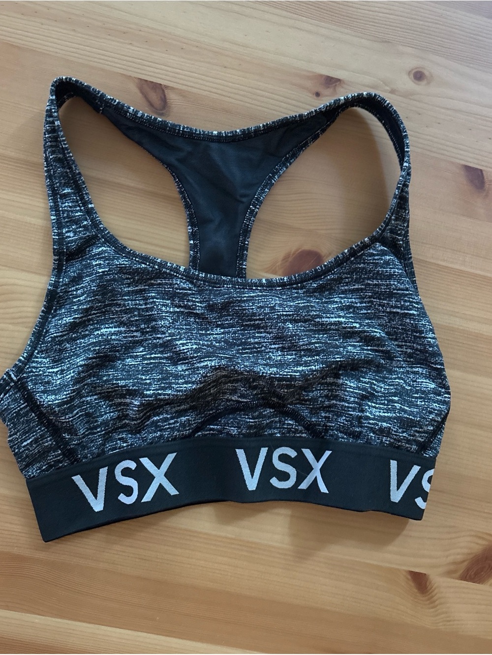 Victoria's Secret VSX Black & Gray Marled Racerback Sports Bra